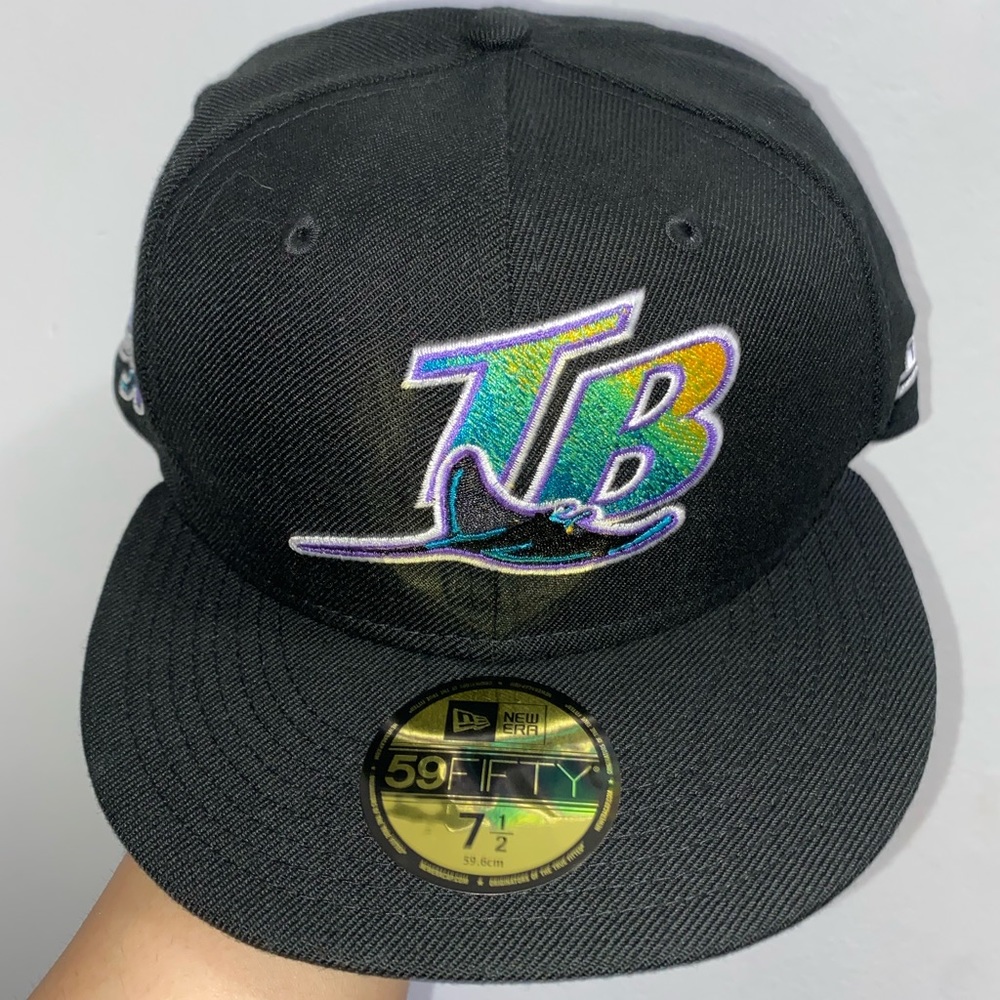 Tampa Bay Rays Black Cooperstown AC New Era 59 Fifty Fitted